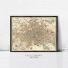 The image is a framed vintage map of Berlin, Germany, depicting the city's streets and landmarks.