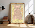 The image is a framed vintage map of Omaha, Nebraska, showing the city's layout and surrounding areas.