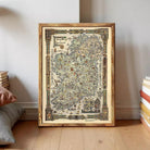 The image is a framed map of Ireland, featuring various landmarks and geographical features.