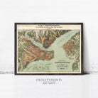 The image is a framed vintage map of the city of Constantinople, depicting the city's layout and surrounding areas.