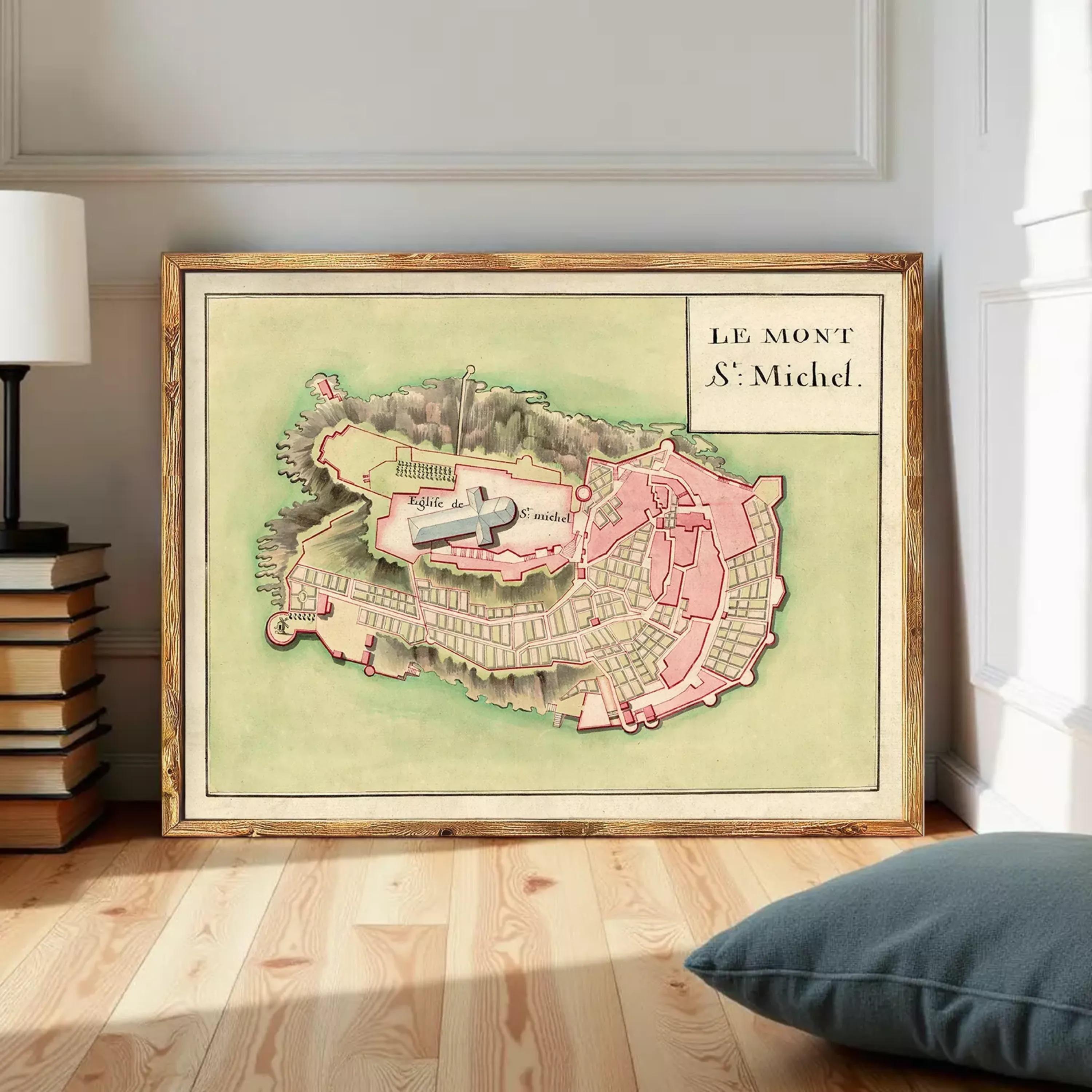 The image is a framed map of the island of Saint Michel, located in the Mediterranean Sea.