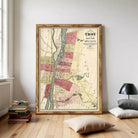 The image is a framed map of Troy, West Troy, and Green Valley, Pennsylvania, dated 1877.