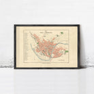 The image is a framed vintage map of the village of Peredoux, France, depicting the layout and surrounding areas.