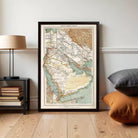 The image is a framed vintage map of the Arabian Peninsula, showing the countries and regions of the Middle East and North Africa.