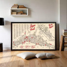 A framed vintage map of the Largo area, showing various landmarks and locations.