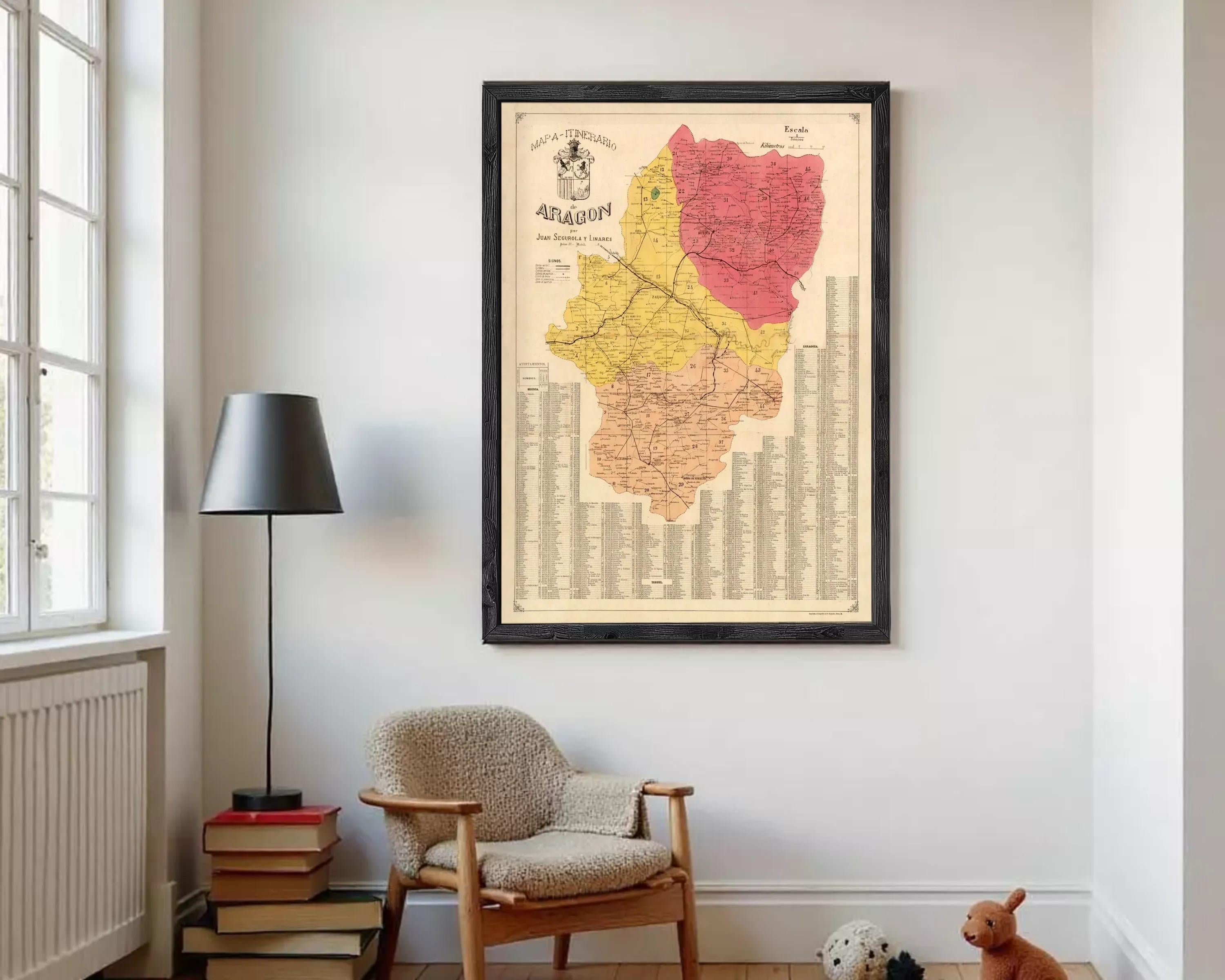 The image is a framed map of the Spanish region, specifically the Spanish Armada, with a detailed layout of the naval forces and their positions.