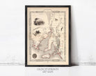 The image is a framed vintage map of the South Australia region, featuring detailed illustrations and labels.