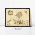 The image is a framed vintage map of the Mediterranean region, featuring detailed cartography and geographical information.