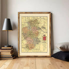 The image is a framed map ofBURG, Germany, with a coat of arms in the bottom right corner.