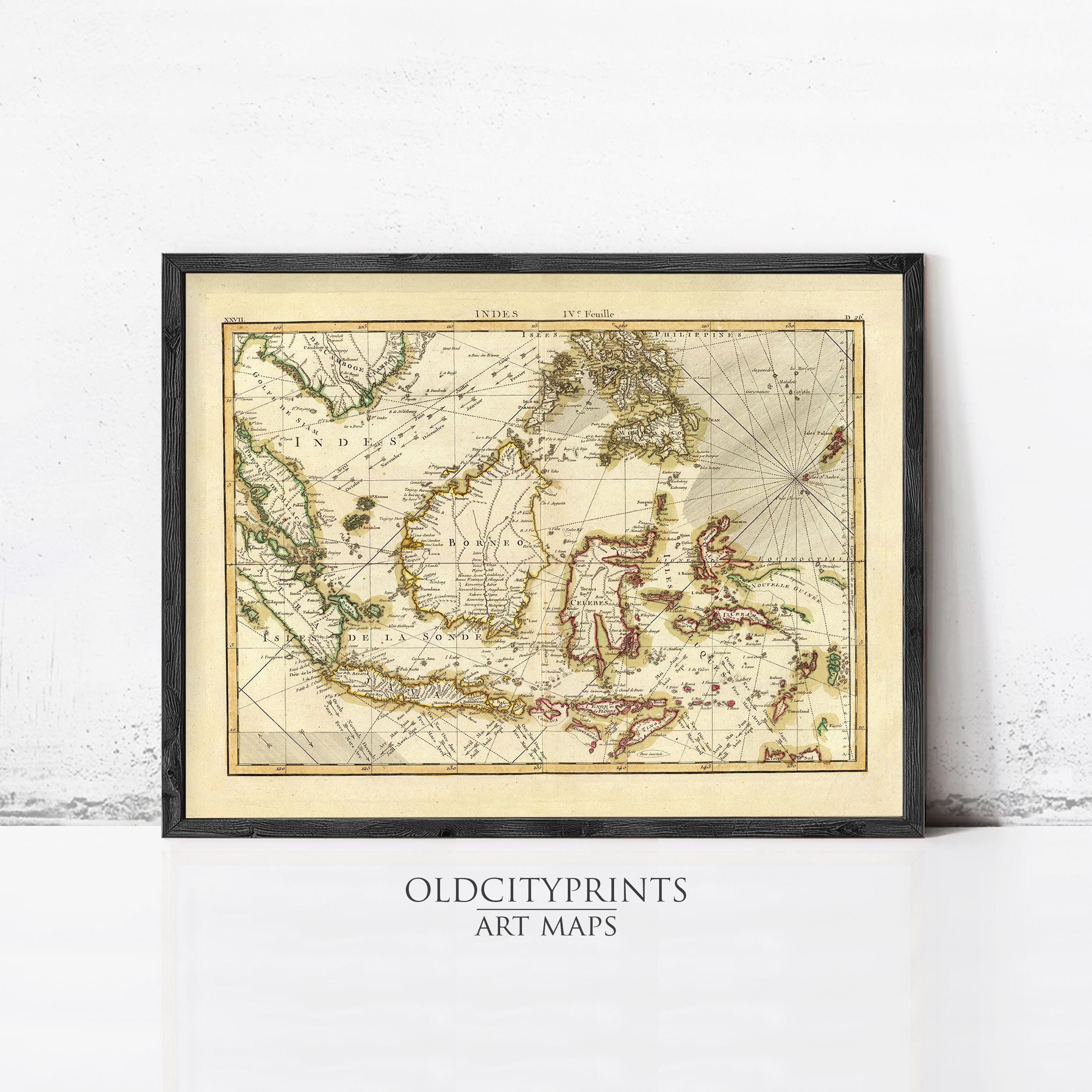 The image is a framed antique map of the world, depicting the continents and oceans in a vintage style.