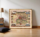 The image is a framed vintage map of the city of Rome, Italy, depicting various landmarks and locations within the city.