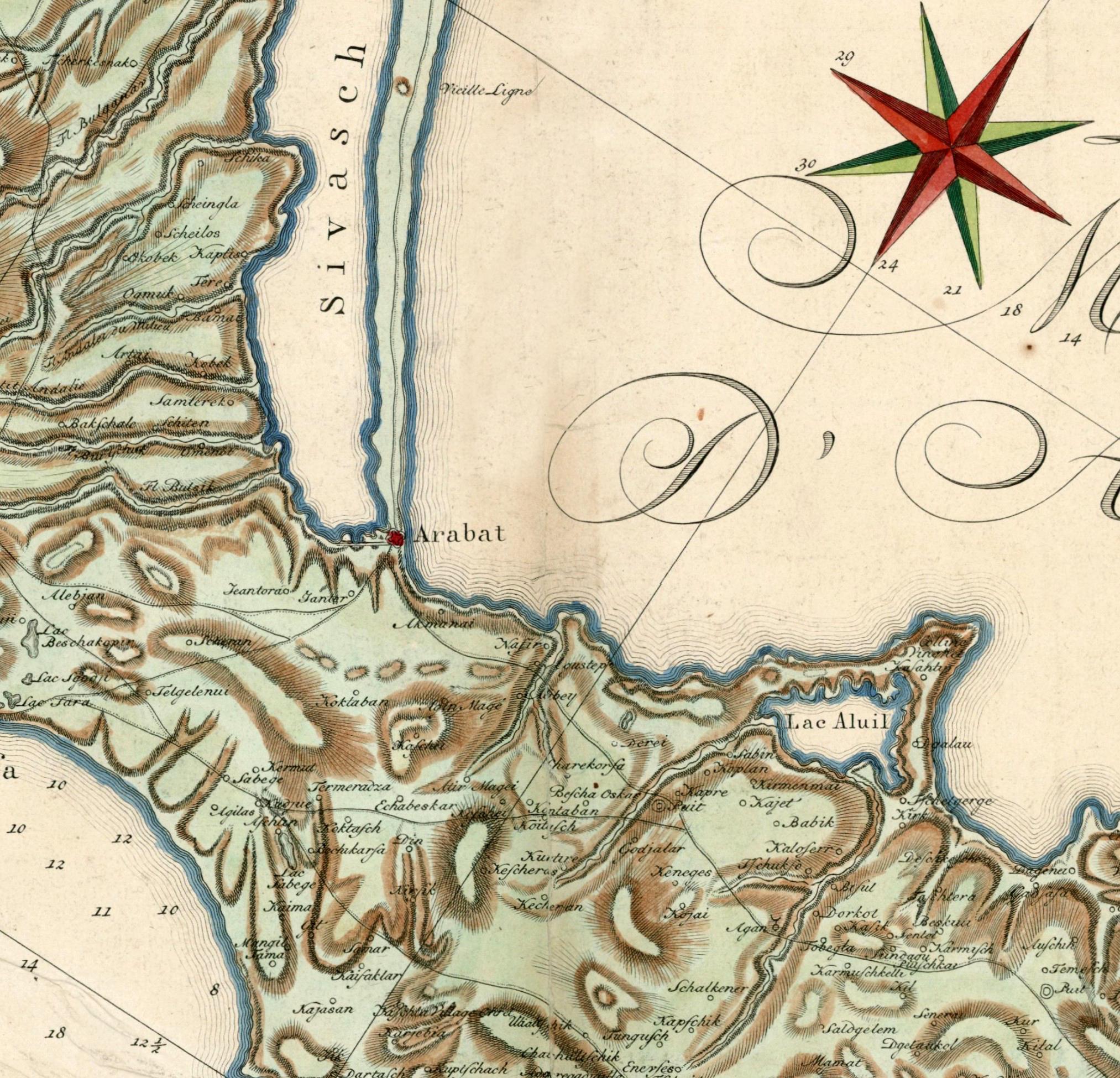 The image is a detailed historical map of the region, showing various geographical features and locations.