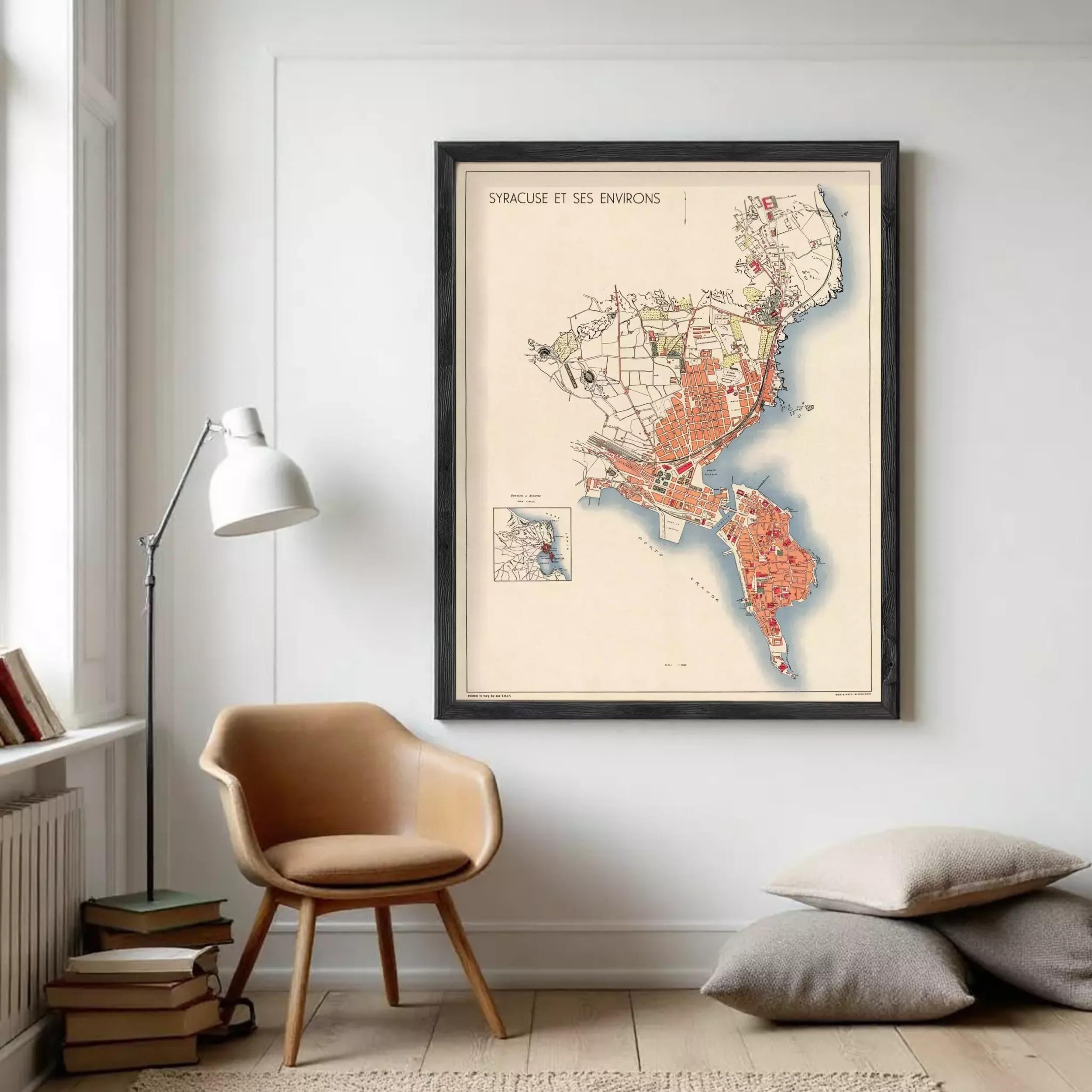The image is a framed map of the city of Syracuse, New York, USA.