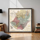 The image is a framed map of Guatemala, depicting the country's geographical layout and boundaries.