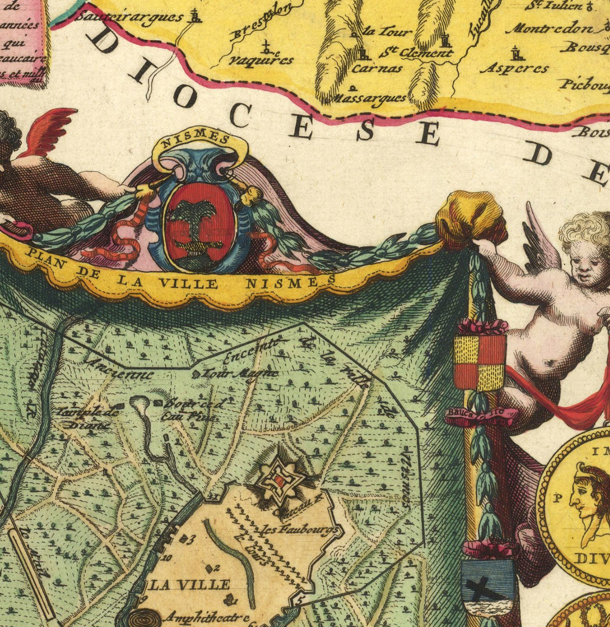 The image is a detailed map of a region, featuring various landmarks and geographical features.