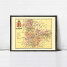 The image is a framed vintage map of the region of Vallldóid, showing various geographical features and locations.