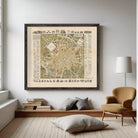 The image is a framed vintage map of Milan, Italy, depicting the city's layout and landmarks.