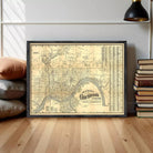 The image is a framed vintage map of Cincinnati, Ohio, showing the city's streets and surrounding areas.