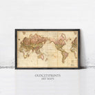 The image is a framed vintage world map from the year 1798, depicting the continents and oceans in a detailed and intricate manner.