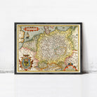 The image is a framed vintage map of Germany, featuring detailed geographical information and a decorative border.