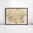 The image is a framed vintage map of Greater Victoria, Australia, depicting the city's streets and surrounding areas.