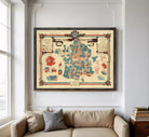 The image is a framed map of France, depicting the country's political boundaries and regions.