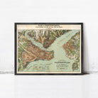 The image is a framed vintage map of the city of Constantinople, depicting the city's layout and surrounding areas.
