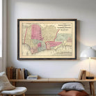 The image is a framed vintage map of Hoboken, Jersey City, New Jersey, depicting the city's layout and surrounding areas.