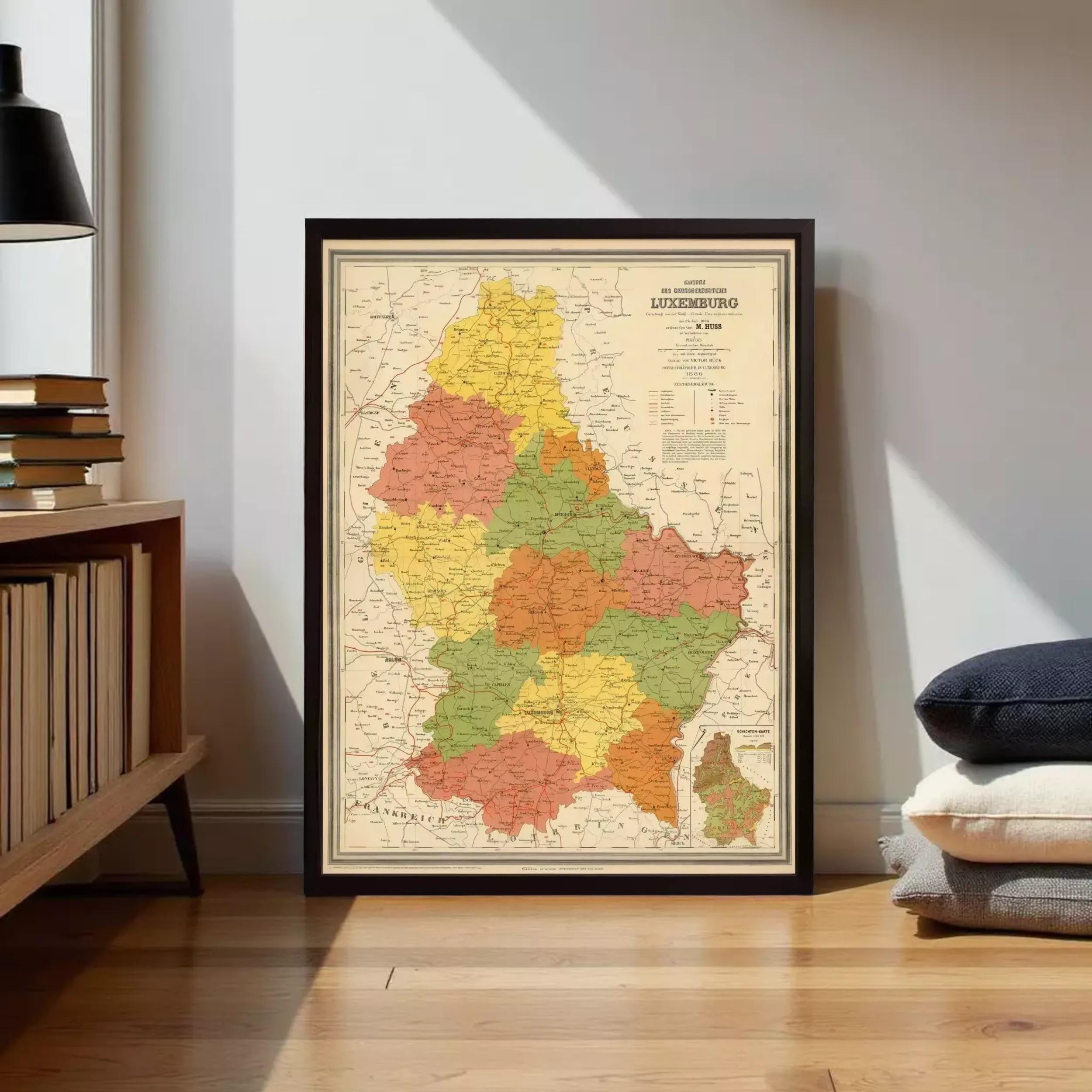 The image is a framed map of the Lützburg region, which is a German-speaking area in the Basque Country.