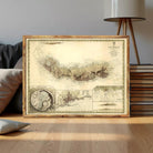 a framed map of San Miguel, a map of the San Miguel River, and a small illustration of a ship.