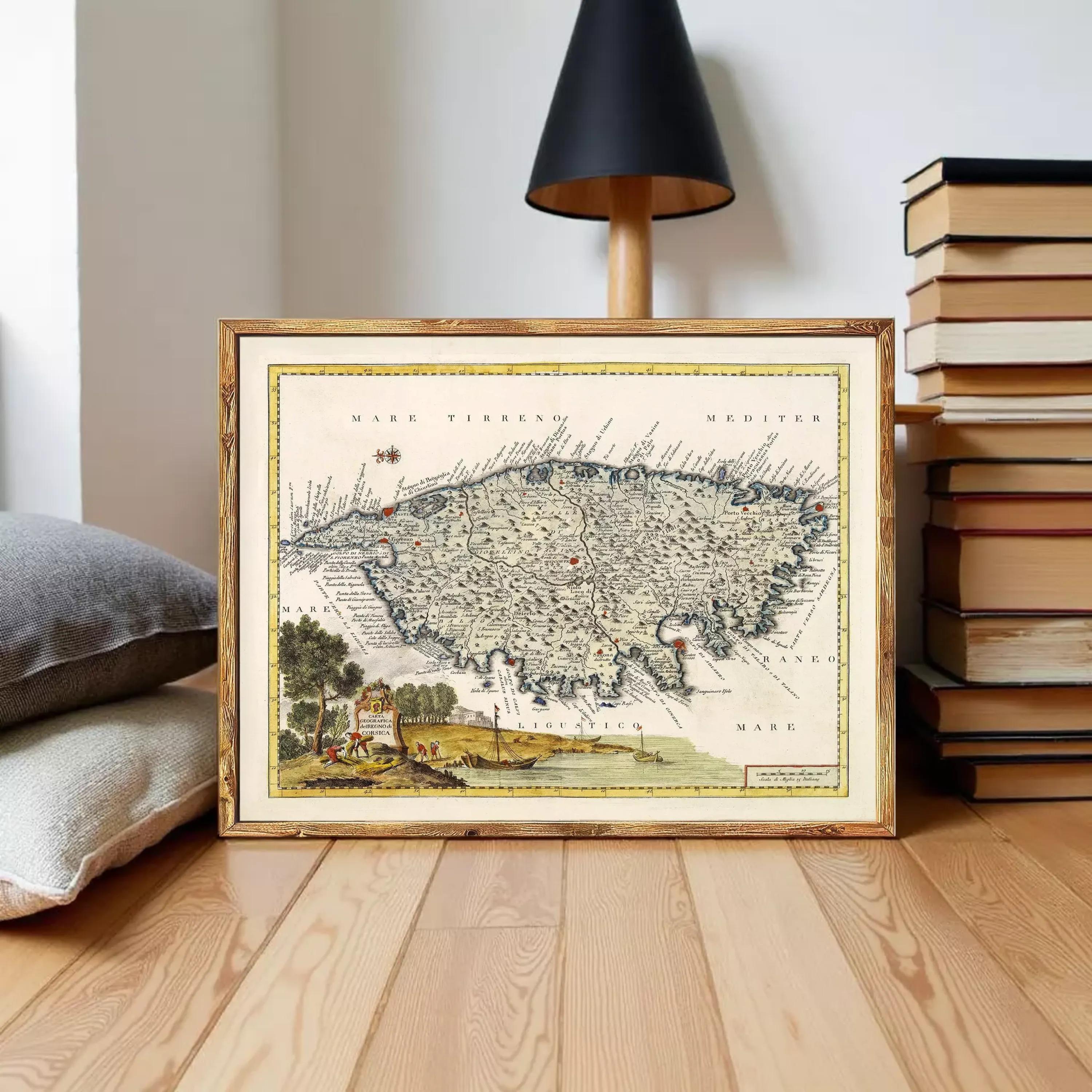 The image is a framed vintage map of the island of Tenerife, Spain, with a detailed illustration of the landscape and surrounding areas.