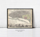 The image is a framed vintage map of Calcutta, India, depicting the city's layout and surrounding areas.