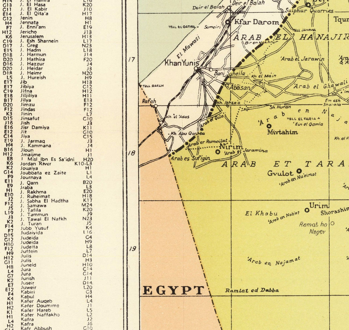The image is a vintage map of the Middle East and North Africa region, showing various countries, cities, and geographical features.