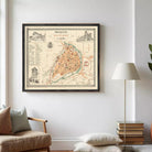 The image is a framed vintage map of the city of Poitiers, France, depicting the layout and various landmarks within the city.