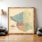 The image is a framed vintage map of the city of Reading, Pennsylvania, showing the layout of the city and surrounding areas.