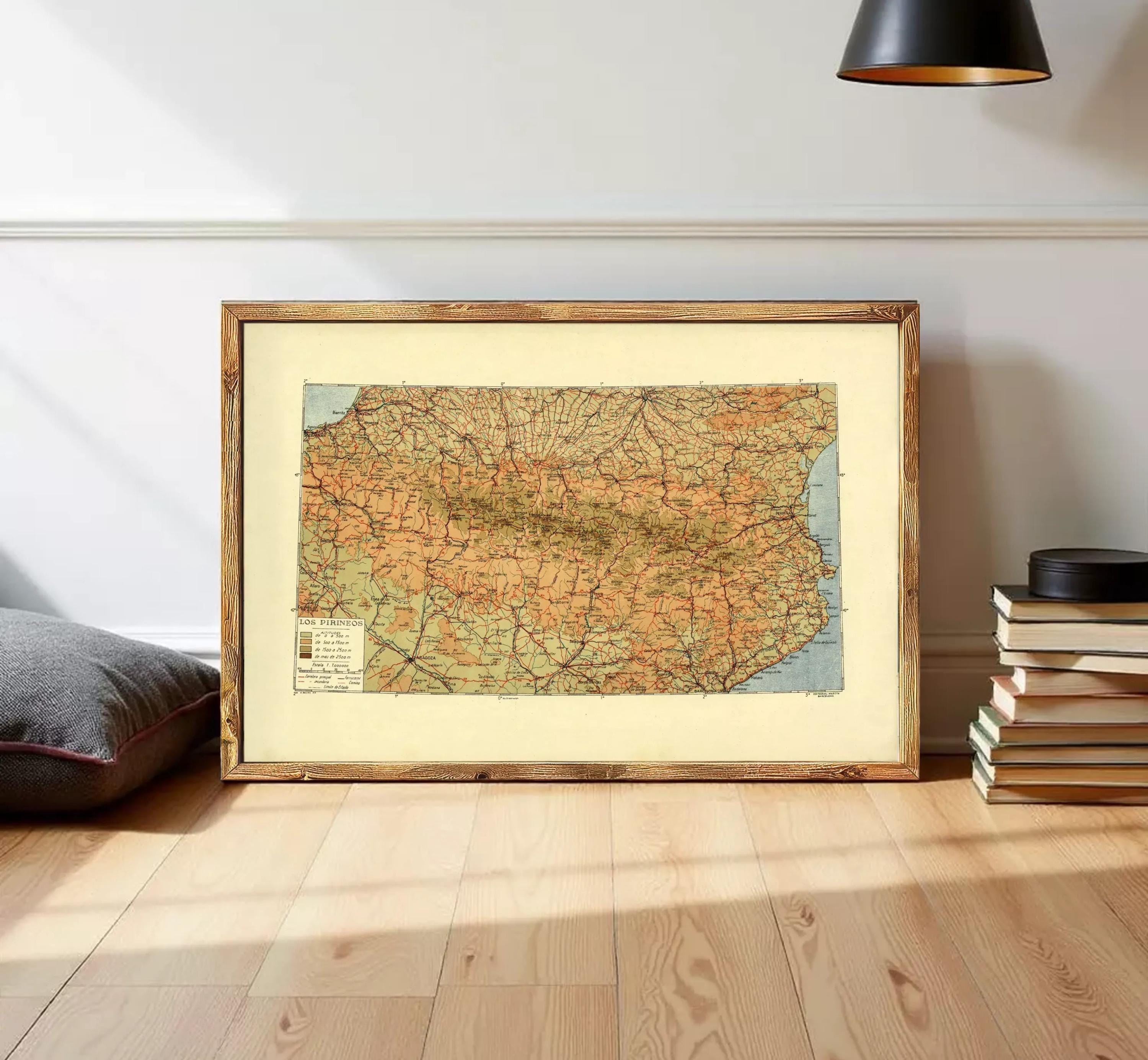The image is a framed vintage map of Europe, depicting various countries and regions in a detailed and colorful manner.