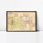 The image is a framed map of the city of Lincoln, showing the layout of the city and surrounding areas.
