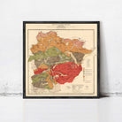 The image is a framed vintage geological map of the Andorra region, depicting various geological features and zones.
