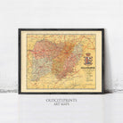 The image is a framed vintage map of the state of Galicia, Spain, with a coat of arms in the top right corner.