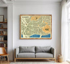 The image is a framed map of the city of Alicante, Spain.