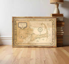 a framed map of Cape Cod, a coastal region in Massachusetts, Massachusetts, United States.