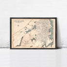 The image is a framed vintage map of the city of Lynn, Massachusetts, dated back to 1883.
