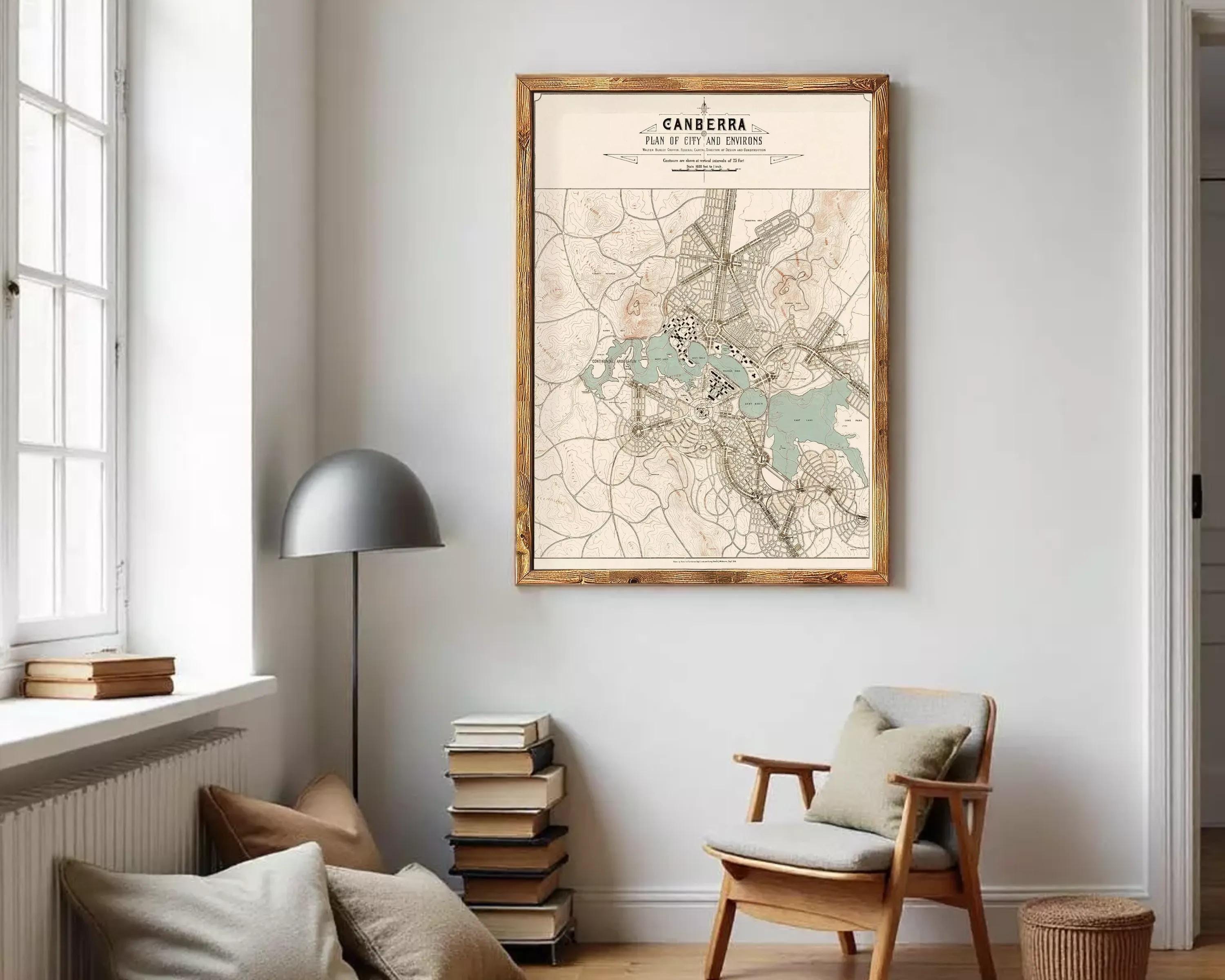 The image is a framed map of the city of Adelaide, Australia, titled "Plan of City and Environs".