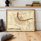 The image is a framed map of a city, likely Stuttgart, Germany, with various streets and landmarks depicted.