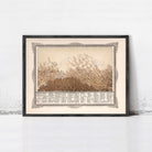 The image is a framed vintage map depicting a mountainous landscape with various peaks and valleys.