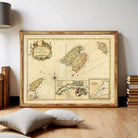 The image is a framed vintage map of the Mediterranean region, depicting various islands and coastal areas.