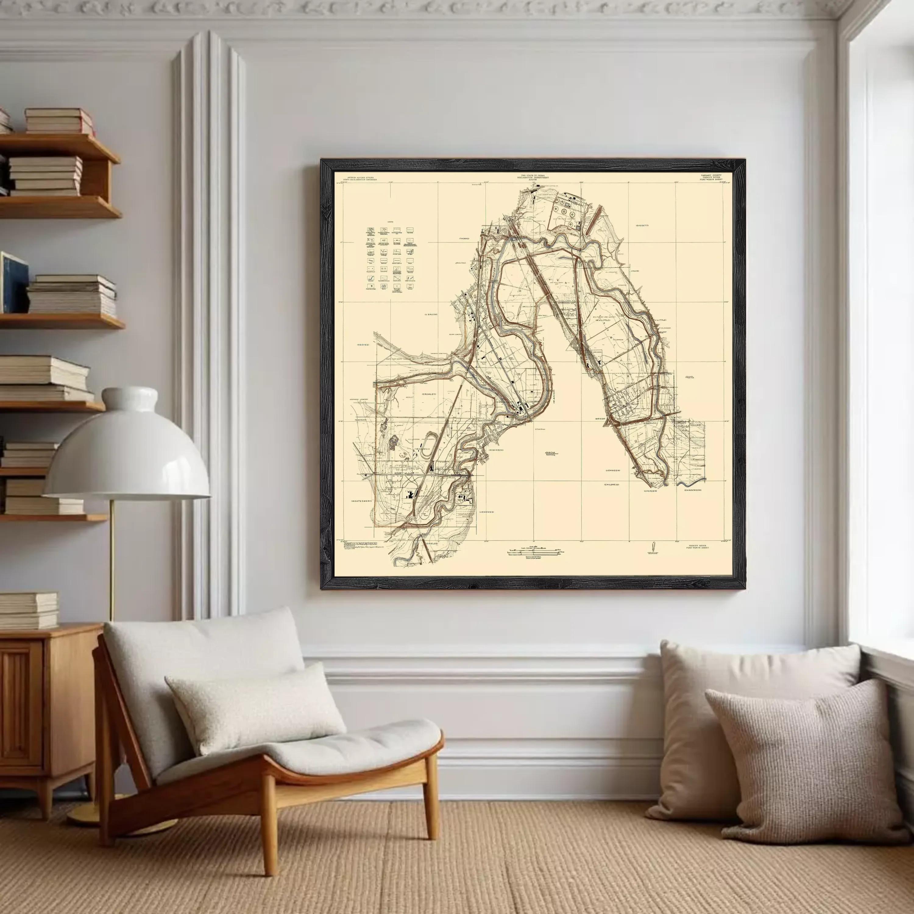 The image is a framed map of a region, likely depicting geographical features and locations.