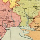 The image is a vintage map showing the geographical layout of a region, with various labels and markings indicating different locations and features.