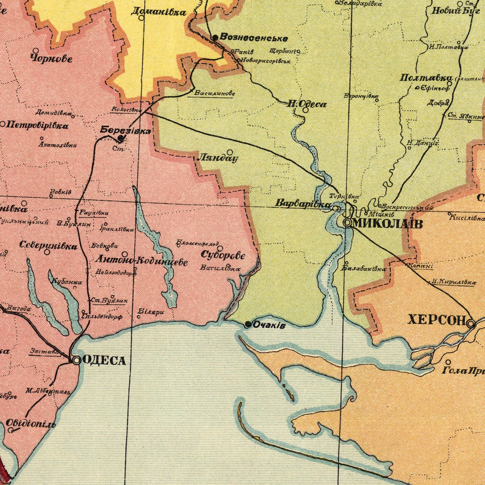 The image is a vintage map showing the geographical layout of a region, with various labels and markings indicating different locations and features.