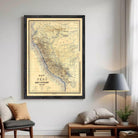 The image is a framed map of Peru, showing the country's geographical layout and boundaries.